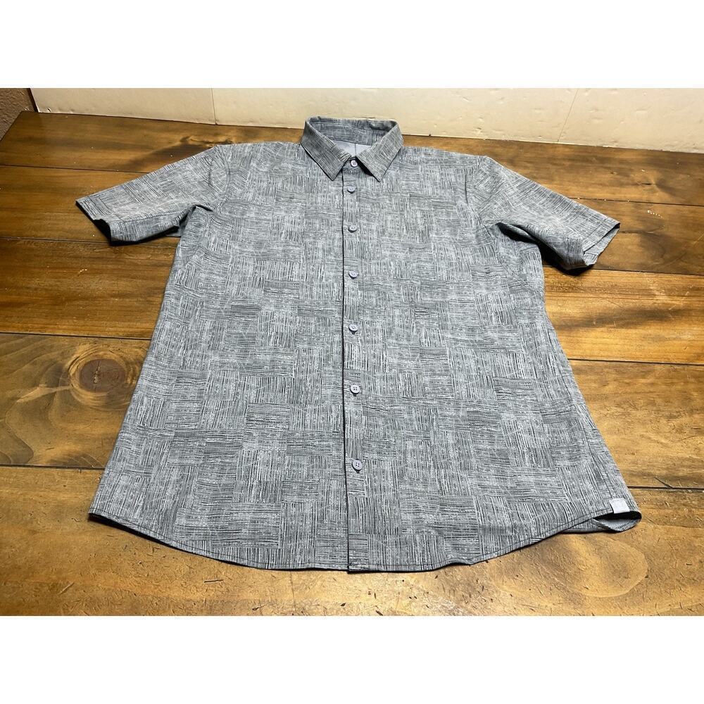 Lululemon Airing Easy Shirt Mens M Gray Performance Stretch Preppy Button Up